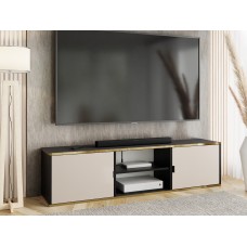 Atvērts TV galdiņš ar zelta malu LUNO 3, Melns/Kašmirs